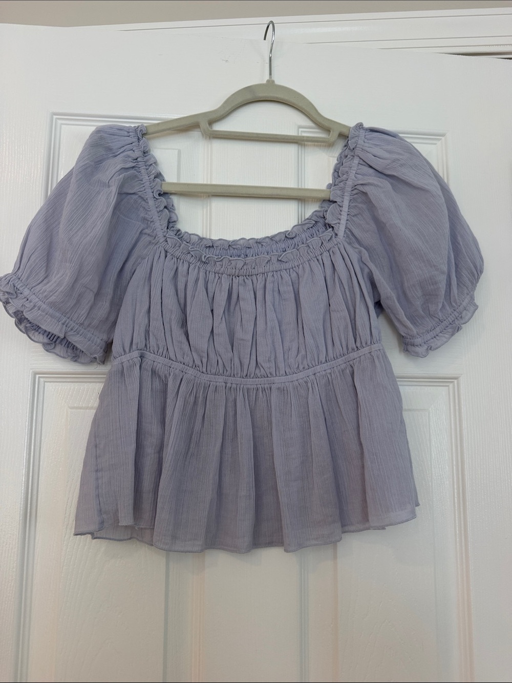 Sunday Best Lavender Puff Sleeve Crop Top